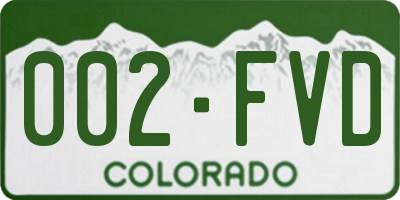 CO license plate 002FVD