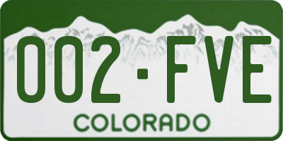 CO license plate 002FVE
