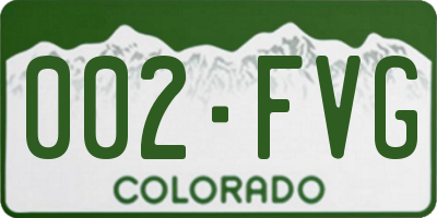 CO license plate 002FVG