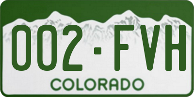 CO license plate 002FVH