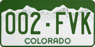 CO license plate 002FVK