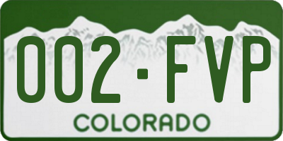 CO license plate 002FVP