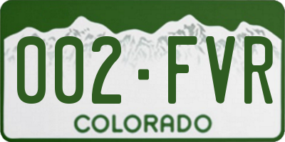 CO license plate 002FVR