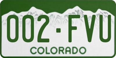 CO license plate 002FVU