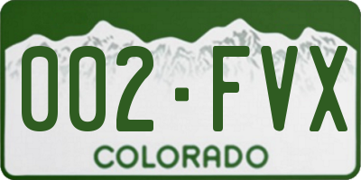 CO license plate 002FVX