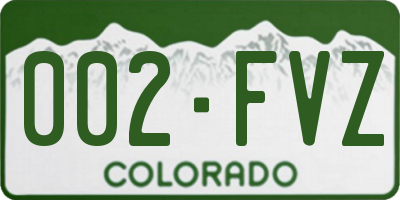 CO license plate 002FVZ