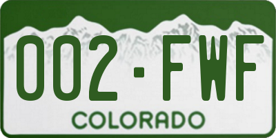 CO license plate 002FWF