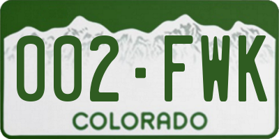 CO license plate 002FWK