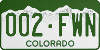 CO license plate 002FWN