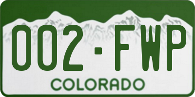 CO license plate 002FWP