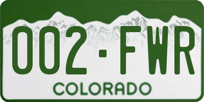 CO license plate 002FWR