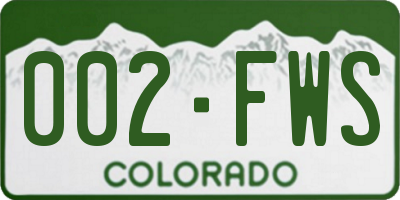 CO license plate 002FWS