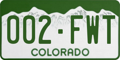 CO license plate 002FWT