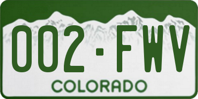 CO license plate 002FWV