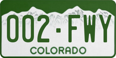 CO license plate 002FWY
