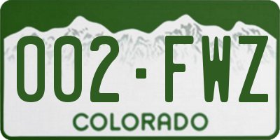CO license plate 002FWZ