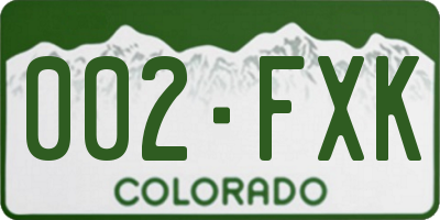 CO license plate 002FXK