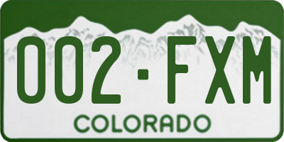 CO license plate 002FXM