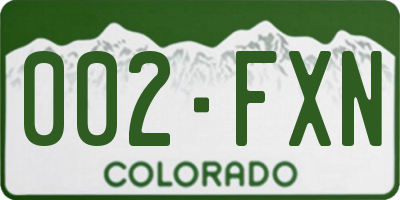 CO license plate 002FXN