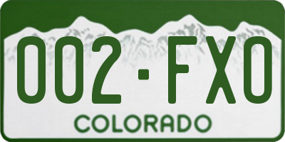 CO license plate 002FXO