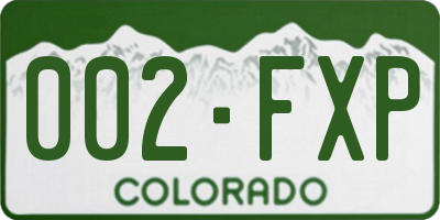 CO license plate 002FXP