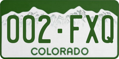 CO license plate 002FXQ