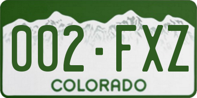 CO license plate 002FXZ