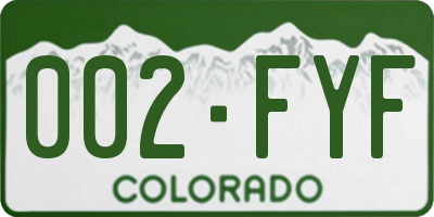 CO license plate 002FYF