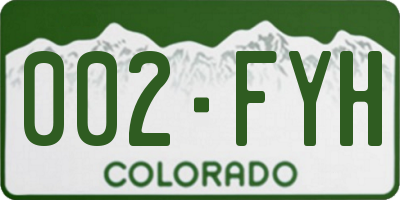 CO license plate 002FYH