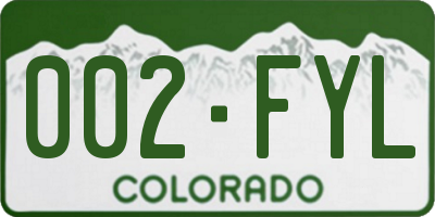 CO license plate 002FYL