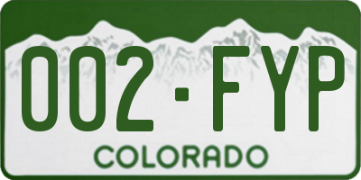 CO license plate 002FYP
