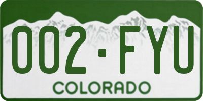 CO license plate 002FYU