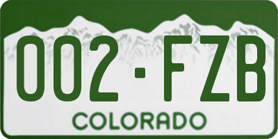CO license plate 002FZB