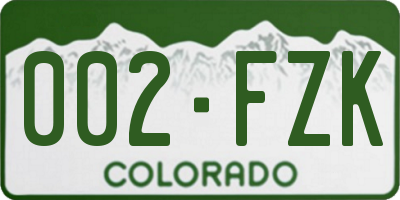 CO license plate 002FZK