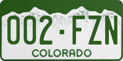CO license plate 002FZN