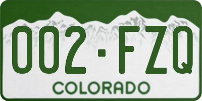 CO license plate 002FZQ