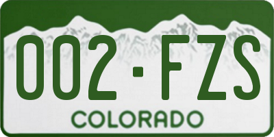 CO license plate 002FZS