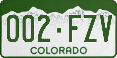 CO license plate 002FZV