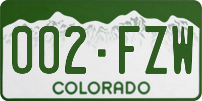CO license plate 002FZW
