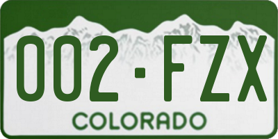 CO license plate 002FZX