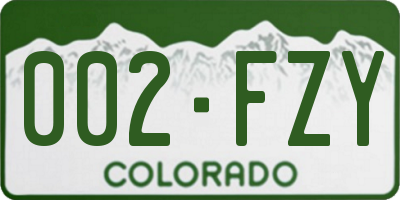 CO license plate 002FZY