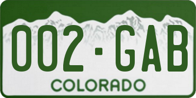 CO license plate 002GAB