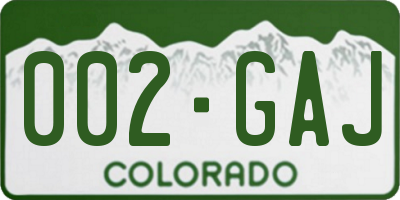 CO license plate 002GAJ