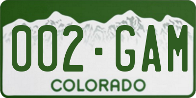 CO license plate 002GAM