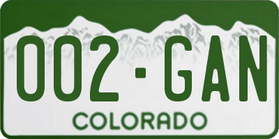 CO license plate 002GAN