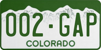 CO license plate 002GAP