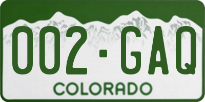 CO license plate 002GAQ