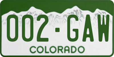 CO license plate 002GAW