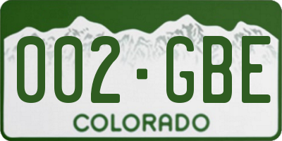 CO license plate 002GBE
