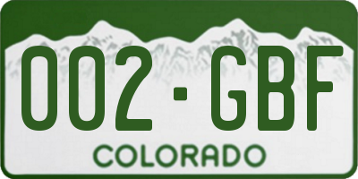 CO license plate 002GBF